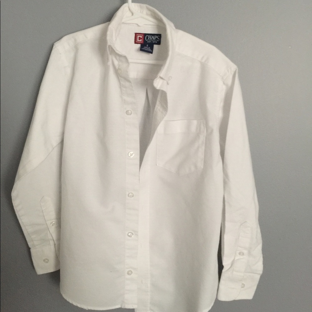 Boys Chaps button down white dress shirt size 8